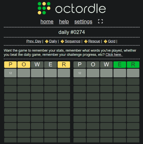 Play Octordle game on website